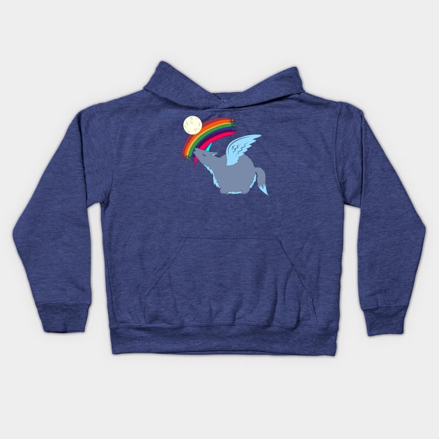 Howling Wolficorn Kids Hoodie by MelanieJeyakkumar